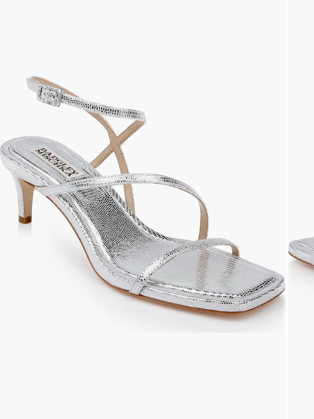 Badgley Mischka Silver Strappy Evening Sandals